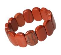 SUNYIK Natural Flat Oval Crystal Stone Beads Bangle Bracelet for Women Elastic Stretch, 8.3"-8.7" (21cm-22cm), Red Jasper, red jasper stone