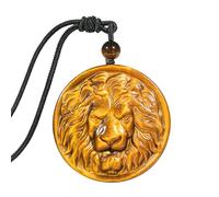 SUNYIK Natural Tiger's Eye Stone Pendant Necklace Polished Stone Animal Pendant with Adjustable Rope for Women Men, Tiger' s Eye Stone, tiger's eye stone
