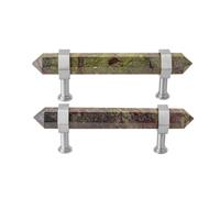 SUNYIK Pack of 2 Dragon Bloodstone Faceted Crystal Point Cabinet Knob with Screws, Hexagonal Double Point Stone Kitchen Cabinet Handle Dresser Hardware Decor, Stainless Steel Handle