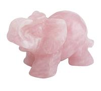 SUNYIK Rose Quartz Elephant Pocket Statue Kitchen Guardian Healing Figurine Decor 1.5"