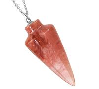 SUNYIN Spiritual Crystal Point Cone Necklace for Women Men Wicca Reiki Healing Crystal Stone Pendulum Pendant for Dowsing Divination Meditation, Cherry Quartz Stone, Stainless Steel, Cherry Quartz