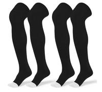 SUNYIWJIE Baseball Socks Football Socks Multiple Sizes Over the Knee Baseball Socks Extra Long Soccer Socks for Boys Men, 2 Pair Black, X-Large