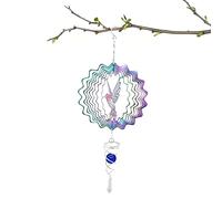 SunYoda 3D Hummingbird Wind Spinner Wind Chime, 6 Inch Kinetic Mandala Garden Art with Colorful Gradient & Crystal Glass, Outdoor Hanging Decor for Yard Garden Patio Balcony Gift for Women Men