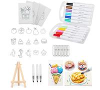 SunYoda Magic Puffy Paint, 41Pcs Foam Texture Painting Kit Including 15 Pcs Different Patterns Canvas Sponge, 12 Colored Pens, 10 Bead Chain, 3 Water Pens and 1 Mini Easel, Magic Painting Kit