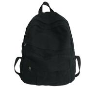 SUNYQBD Backpack Girl Fabric School Bag College Student Vintage Women Canvas Female Laptop Travel Kawaii Ladies Backpack-black-l32cmw13cmh34cm