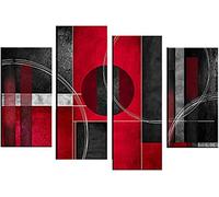 SUNYSUBY 4 Piece Abstract Art Canvas Wall Painting Modern Decor Painting Artwork On Canvas Print Painting Picture Decoration for Bedroom Living Room Framed Ready to Hang (Black & Red, W30 x H20)