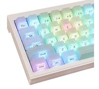 Sunzit 123 Keys Ice Cracks PBT Keycaps Set - Shine Through Side-Printed Cherry Profile for MX Switches, Cool White Custom Mechanical Gaming Keyboard ANSI Layout