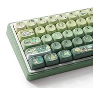 Sunzit Cute Green Keycaps, 132 Keys PBT MOA Profile Dye Sub Traveling Frog Theme Custom Keycap Set for Cherry MX Switches ISO/ANSI UK Layout 104/87/74/61 60 Mechanical Gaming Keyboard