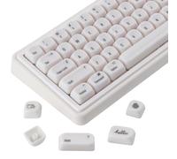 Sunzit MOA Keycaps,136 Keys Cute Ceramic Textured Custom Keycaps Minimalist White Keycap Set Key Caps Keyboard for 65%/75%/96%/Full Size Mechanical Keyboards(Translucent White)