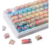 Sunzit PBT Keycap-Flower Ocean, Side Printed Keycap Set, Shine Through Custom Key caps, Cherry Profile Key caps Keyboard Keycaps for Cherry MX Switches ISO/ANSI UK Layout Mechanical Gaming Keyboard