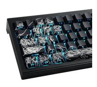 Sunzit PBT Keycaps 135 Keys Custom Keycaps Cherry Profile Dye-Sub Keycap Set Black Wave of Kanagawa Side Print Shine Through Keycap for MX Switches ISO/ANSI UK Layout Mechanical Gaming Keyboard