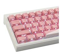 Sunzit PBT Keycaps Pink & White Topographic 136 Keys Cherry Profile Dye-Sub Side Print Shine Through Keycaps Set for Cherry MX Switches ISO/ANSI UK Layout Mechanical Gaming Keyboard
