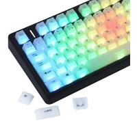 Sunzit PBT Keycaps UK Layout, 124 Keys White Translucent Keycaps Cherry Profile Keycap Set for Cherry MX Switches ISO/ANSI Layout Mechanical Keyboard