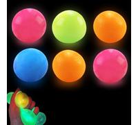 SUNZWO 8pcs Glorbs Balls , Glow in the Dark Sticky Balls to Throw at Ceiling, Stress Balls Fidget Toys, Squeeze Ball Sensory Toys for Autism, ADHD, Perfect Party Bag Fillers for Kids