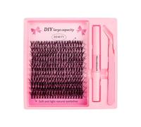 SUNZWO Eyelash Extension Kit 240PCS - Cluster Lashes 9-16mm with Lash Bond, Remover & Tweezers, Long-Lasting DIY Eyelash Extensions (60D, Professional Salon Effect)