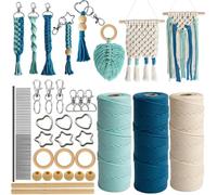suo long Art Craft Macrame Kit for Adult Beginner Women with Instruction Book,Online Tutorial,Macrame Cord 3mm,Wood Ring/Beads,Wood Dowel,Key Rings,Keychains to Make Wall Hanging,Keychain,Boho Dector