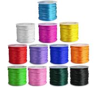 Suo Long Bracelet Making String 12 Rolls 1.5mm Satin Cord Nylon String for Bracelets, Rattail Silk Beading Thread for Kumihimo, Necklace, Macrame Craft, Keychains Lanyards, Jewelry Making