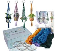 suo long Macrame Kit for Adults to Make 4 Macrame Plant Hangers Contain Pre-Cutted Macrame Cord 4mm Accessories,Instruction Book Easy for Beginners/Starters,Metal O Rings Adults DIY Craft Making Kits