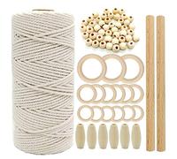 suo long Macrame Kit for Beginners Adults with Macrame Cord 3mm,Wooden Beads, Wooden Rings, Instruction Book for Macrame Starters to Make Plant Hanger, Wall Hanging, Keychain Craft Kits for Adults