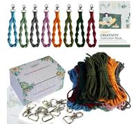 suo long Macrame Kit for Beginners - DIY Keychain Making Set, Make 8 Macrame Keyrings with Pre-Cut 3mm Cotton Cord, Metal Keyrings, Instruction Book & Online Tutorials - Craft Kit for Adults