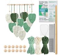 suo long Macrame Leaf Wall Hanging Kit - 3mm Cord with Fringe Comb, Threader & Leaf Template,Include Step-by-Step Instructions, Complete DIY Wall Decor Set for Beginners, Boho Craft Kit for Adults