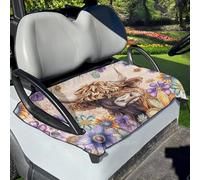 Suobstales Boho Mnadala Daisy Highland Cattle Print Golf Cart Seat Cover, Summer Golf Cart Seat Towel Blanket, Washable Golf Cart Decorations Universal Fit for Most Club Car, Easy to Install