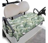 Suobstales Golf Palm Leaves Print Golf Cart Seat Covers, Golf Cart Seat Blanket with Pockets & Non-Slip Bottom for Most Golf Carts Fits for EZGO, Yamaha, Club Car and More