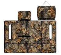 Suobstales Hunting Camo Leaves Print Golf Cart Blanket Seat Covers with 4 Pockets for Club Car DS Precedent EZGO TXT RXV Front Seat, Heavy Duty Breathable Golf Cart Towel/Cloth Seat Cover