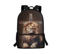 Suobstales Kids Backpack for Girls Boys Lightweight Elementary Middle School Bags Bookbag Rucksack Travel Outdoor Daypack, Cross Lion, One Size