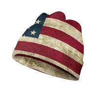 Suobstales Knit Beanie Hats for Women Men Knitted Cuffed Skull Cap Fall Winter Warm Hat, American Flag, One size