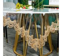 SUOCMG Transparent Embroidered Lace Tablecloth Soft Waterproof Table Cloth Household Round Table Cover American Table Mat-B-Square 150x240cm
