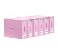 SUOCO SheetCube Bed Sheet Organizers and Storage 6 Pack, Foldable Linen Closet Organizer with Window and Label, Bedding Folder Storage Box Container for Blanket, Duvet Cover Set, Bed Sheet Set - Pink
