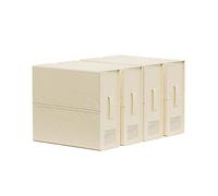 SUOCO SheetCube Bed Sheet Set Organizer 4 Pack (Queen or King Size), Foldable Storage Box for Duvet Cover Set, Linen Closet Organizer for Bedding Clothes Blankets, Beige