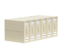 SUOCO SheetCube Foldable Bed Sheet Set Organizer 6 Pack (Queen or King Size), Storage Box for Duvet Cover Set, Linen Closet Organizer for Bedding Clothes Blankets, Beige