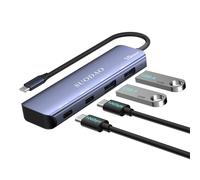 SUODAO 10Gbps USB C Hub, 4-in-1 USB-C Multiport Adapter with 2 USBC and 2 USBA Data Ports, Aluminum USB 3.2 Gen 2 Hub for MacBook Pro/Air 2022/2021, Iphone 15, iPad Pro, XPS, Surface Pro and More