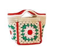 SUODEBYY Knitted Hook Flower Bag Women Handbag Yarn Crochet | Handmade Lady Bucket Shopping Bag