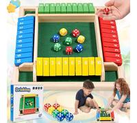 SUoetry Shut The Box, Game Dice, Math Games, Board Games, Shut The Box 4 Players, with 8 Dice, Folding Game, Natural Wood Four Color for Classroom, Home, Party or Pub