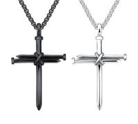 suofrun 2 Pcs Arrow Necklace Titanium Steel Men Punk Hip Hop Vintage BFF Necklace Triangle Spearhead Arrowhead Friendship Couple Pendant Necklace Men Jewelry, 0, Alloy Steel, No Gemstone