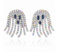 Suofrun Rhinestone Ghost Halloween Stud Earrings for Women Party Jewelry, M