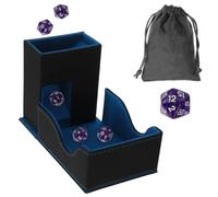 Suohheh Dice Tower And Tray, Foldable Leather Dice Roller Box for DND Randomizing Rolling, Magnetic Portable Dice Storage Case for Dungeons and Dragons Classic Board Rpg Tabletop Games, Blue