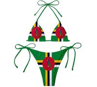 Suohuicp Dominica Flag Women Micro Sexy Bikini, Blue, X-Large/XX-Large