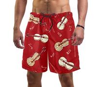 suojapuku Mens Shorts Mens Swimming Trunks,Quick Dry Swim Trunks,Music Cartoon Violin Notes,Men Shorts with Mesh Lining