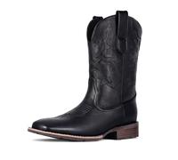 Suokdil cowboy boots for men western boots for men with embroidery, square toe non-slip chunky heel, durable and modern retro classic for spring and autumn, Multicoloured Fantasy Inky, 9 UK