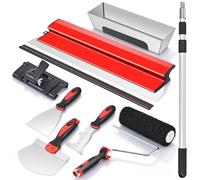 suokoun Drywall Skimming Blade Set with a 24” Skimming Blade, a 12” Stainless Steel Drywall Pan Mud, a 7” Compound Roller, a Extension Handle and Three Drywall Tools for Drywall/Plaster/Wallboard