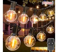 Suolita Festoon Lights Outdoor, Dimmable LED Garden String Lights Mains Powered 18M/59FT 25+2 G40 Bulbs Shatterproof Waterproof Outside Lights for Gazebo Pergola Party Balcony Wedding Backyard Patio