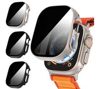 Suoman 3-Pack for Apple Watch Ultra 3/2/1 49mm Privacy Screen Protector Case, [Anti-Peeping] Ultra-Thin Tempered Glass Case Cover for iWatch Ultra 49mm 3/2/1