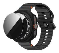 Suoman for Samsung Galaxy Watch 8 Ultra 47MM Bands, Soft Silicone Strap with Privacy Case, Tempered Glass Screen Protector, Hard PC Hollow Out Bumper Protective Cover for Samsung Galaxy Watch 8