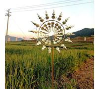 SUOMO Magical Metal Windmill, 3D Metal Wind Sculptures Spinners, Magic Metal Kinetic Sculpture Wind Catchers, Metal Windmills for The Yard and Garden Art Outdoor Patio Lawn Decoration (Color : Gold)
