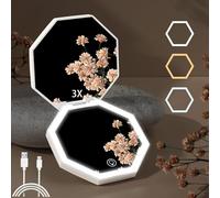 suonee 3.8 Inch Compact Mirror HD Makeup Mirror with LED Lights, 1X/2X Magnification, USB Rechargeable, Touch Control, Portable Travel Vanity Mirror for Women, Home, Trave Compact Makeup Mirror