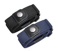 SUOSDEY 2 Pack No Buckle Ladies Elastic Belt for Women Mens Invisible Jeans Pants Dress Stretch Waist Belt up to 64", Black Blue